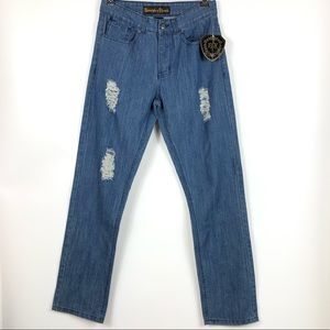 Diamond & Threads Rodeo Blue Distressed Denim Jeans Size 28